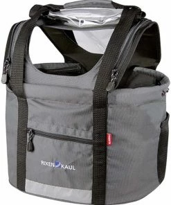 KLICKFIX KlickfFix Handlebar Bag Doggy Shopper Gris Avec Poignée De Transport