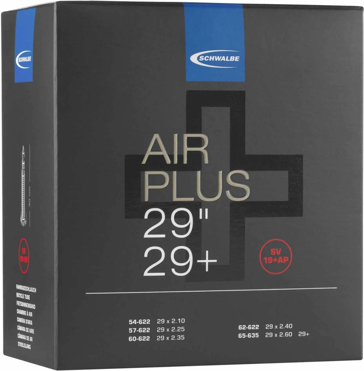 Chambre à Air Schwalbe Air Plus SV 19 + AP 29+". 1 Chambre à Air Schwalbe Air Plus SV 19 + AP 29+".