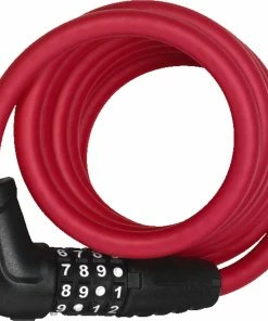 Abus Câble Antivol Spiralé Numero 5510 Combo Couleur Rouge