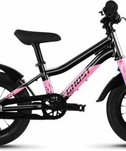 Ghost Powerkid 12 Metallic Black / Pearl Pink Glossy Vélo Enfant 12 Pouces