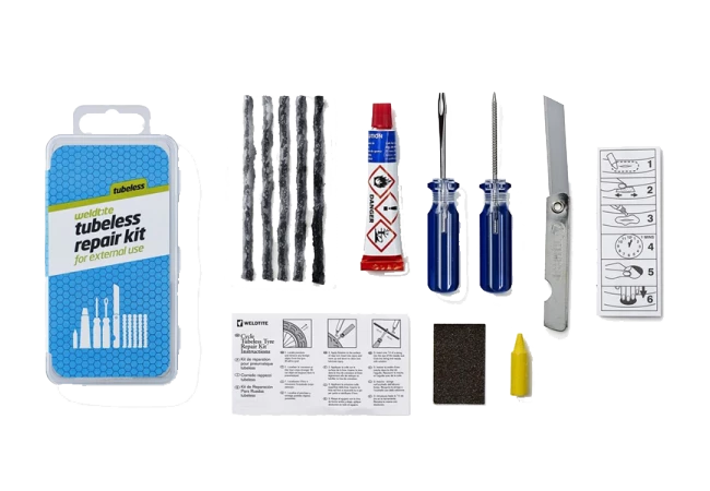 Kit De Réparation Tubeless FASI Weldtite 5 Mèches + Colle + Outils 2 Kit De Réparation Tubeless FASI Weldtite 5 Mèches + Colle + Outils – Image 2